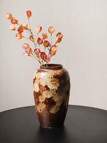 1 pieza Jarrón cerámico de estilo artístico de pintura al óleo retro chino, jarrón de flores de alta gama hecho a mano, maceta cerámica para flores artificiales e hidropónicas para decoración de sala de estar, jarrón cerámico vintage y antiguo, jarrón decorativo para arreglos florales en el hogar/cafetería, estilo rústico y de granja, a prueba de fugas, multiusos - Multicolor - Ver 13