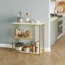 WOHOMO - Mesa de consola pequeña con estantes de alenamiento mesa de sofá estrecho de 12 pulgadas mesa moderna para sala de estar 31.5 x 12 x 31.5 pulgadas color blanco y dorado - Multicolor - Ver 6