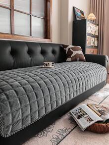 1 件纯色毛绒沙发套，厚实保暖，适合秋冬季节，柔软亲肤，可机洗，宠物友好，四季皆宜，可用于节日装饰和家具保护，适用于 1/2/3/4 座沙发扶手和靠背。 - 深灰色 - 查看 3