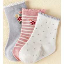 3 đôi tất trẻ em họa tiết ren hoa - Nhiều màu - Xem 14