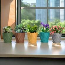 Inch Plant Pots 5 Pack, Flower Planters With Drainage Holes And Trays, Plastic Pots Indoor Outdoor Plants, White - 彩色 + 6英寸 - 查看 6