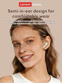 Lenovo LE233 Bluetooth Earphones, Half In-Ear Design, LED Power Display, ENC Smart Noise Cancellation, Bluetooth 6.0, HIFI Surround Sound For Music, Low Latency For Gaming, Long Battery Life, Comfortable Fit, Suitable For Smartphones, Computers, Holiday Gifts - Beige - View 4