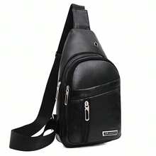 Men's Multi Layer Single Shoulder Bag Outdoor Leisure Crossbody Bag Chest Bag Black Brown Khaki - 黑色 - 查看 1