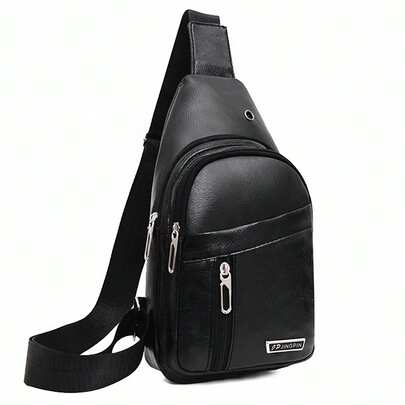 Men's Multi Layer Single Shoulder Bag Outdoor Leisure Crossbody Bag Chest Bag Black Brown Khaki