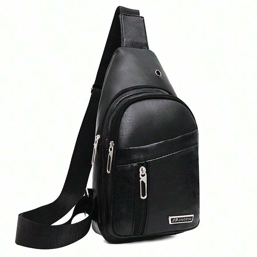 Men's Multi Layer Single Shoulder Bag Outdoor Leisure Crossbody Bag Chest Bag Black Brown Khaki - 黑色 - 查看 1