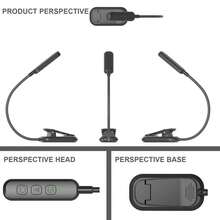 可充电LED阅读灯，适合床头阅读 - 护眼，3种色温，3档亮度可调，电池续航时间长，小巧轻便，夹子设计，方便学习和阅读 - 黑色 - 查看 4