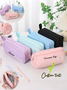 Customized Personalized Text Durable Stationery Bag Large Capacity High-Quality Gift Pencil Bag Simple Style Pencil Box Can Print Logo Back To School - Multicolor - View 10