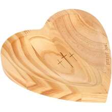 1 Pcs Heart-Shaped Wooden Prayer Bowl Plate With Engraved Cross And Prayer Cards, Thanksgiving Christmas Home Decor Gift - 杏色 - 查看 7