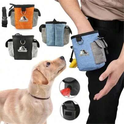 Adjustable Waist Dog Treat Pouch, Portable Pet Snack Bag For Training, Walking, Outdoor Multi-Function Pet Feeding Reward Pocket With Poop Bag Opening
