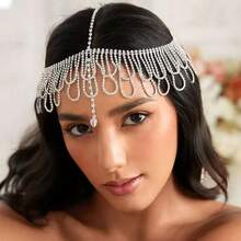Women's Luxury Tassel Crystal Headchain, Multi-Layer Crystal Forehead Chain Headband, Retro Fashion Hair Accessory - Gold - View 6
