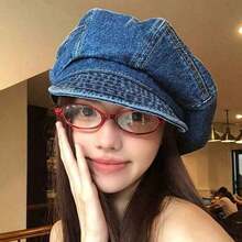 Women Beret Hat, Elegant Vintage Solid Soft Painters Cap Artist Hat Casual Daily - Màu xanh lam - Xem 7