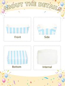 10个/20个/50个浅蓝色条纹纸质食品托盘，白色和蓝色派对用品，食物船，一次性纸盘，热狗薯条玉米卷爆米花托盘，适用于生日、婴儿派对、性别揭晓派对、婚礼派对用品及伴手礼 - 彩色 - 查看 6