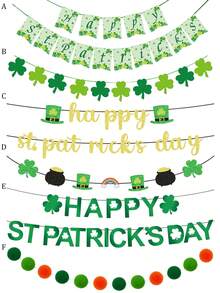 1套/2套三叶草字母横幅悬挂螺旋装饰，三叶草悬挂螺旋装饰，爱尔兰装饰，家居派对礼品用品 - 彩色 - 查看 5