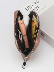 1个极简主义迷你多功能零钱包钥匙包 产品尺寸：11.5厘米*7.5厘米*2厘米 女士钱包 迷你钱包 零钱包 旅行必备 证件卡夹 - 藕粉色 - 查看 2