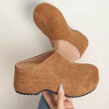 Sandalias casuales de mujer con suela gruesa, punta redonda y fácil de poner, para primavera/otoño - Marrón - Ver 2