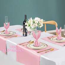 12/16/24pcs Satin Finish Napkins, 18.9*18.9 Inches, Decorative Napkins, Square Napkins, Silky Elegant Wedding Napkins, Suitable For Restaurants, Banquets, Graduations, Valentine's Day, Birthday Parties, Weddings, Newlyweds, And Other Tabletop Decor (Multiple Colors Available) - Multicolor - View 14