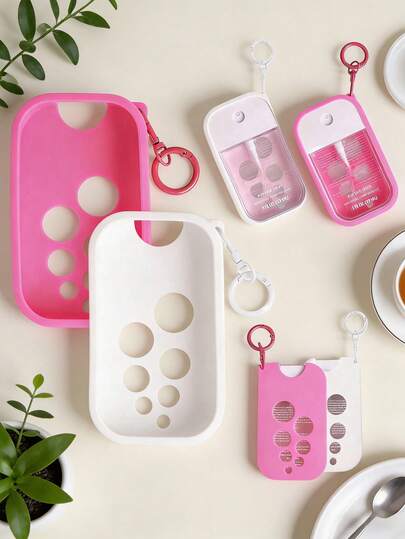 2pcs/1pc Dopamine Silicone Protective Case, (30ml), Fine Mist Alcohol Hand Sanitizer Travel Pocket Organizer, Detachable Mini Fragrance Bottle, Valentine's Day/Halloween/Christmas Gift, Home Bathroom Decor, Back To School, Silicone Protective Case Suitable For Touchland Hand Sanitizer Spray With Keychain, Suitable For Liquid Ounce Spray Travel Set, Suitable For Power Mist And Glow Mist, High-Quality Silicone Material, Very Lightweight, Skin-Friendly, Odorless