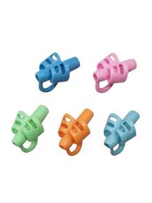 1个软橡胶笔筒，简约纯色，练习书写姿势矫正器，柔软坚韧，舒适透气，学生文具配件，颜色随机发货