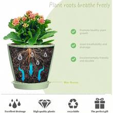 Inch Plant Pots 5 Pack, Flower Planters With Drainage Holes And Trays, Plastic Pots Indoor Outdoor Plants, White - 綠色 + 4英寸 - 查看 4