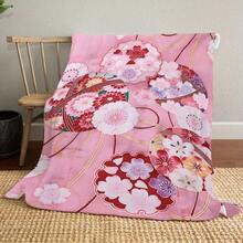 Cozy Japanese Kimono & Cherry Blossom Print Polyester Throw Blanket - Soft, All-Season Flannel For Naps, Camping, Travel & Home Office Decor - Perfect Gift For Friends And Family - 混合色 - 查看 1