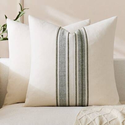 1 件现代简约拼布装饰枕套，方形靠垫套，适用于家庭、房间、办公室、客厅、沙发装饰（无枕芯）