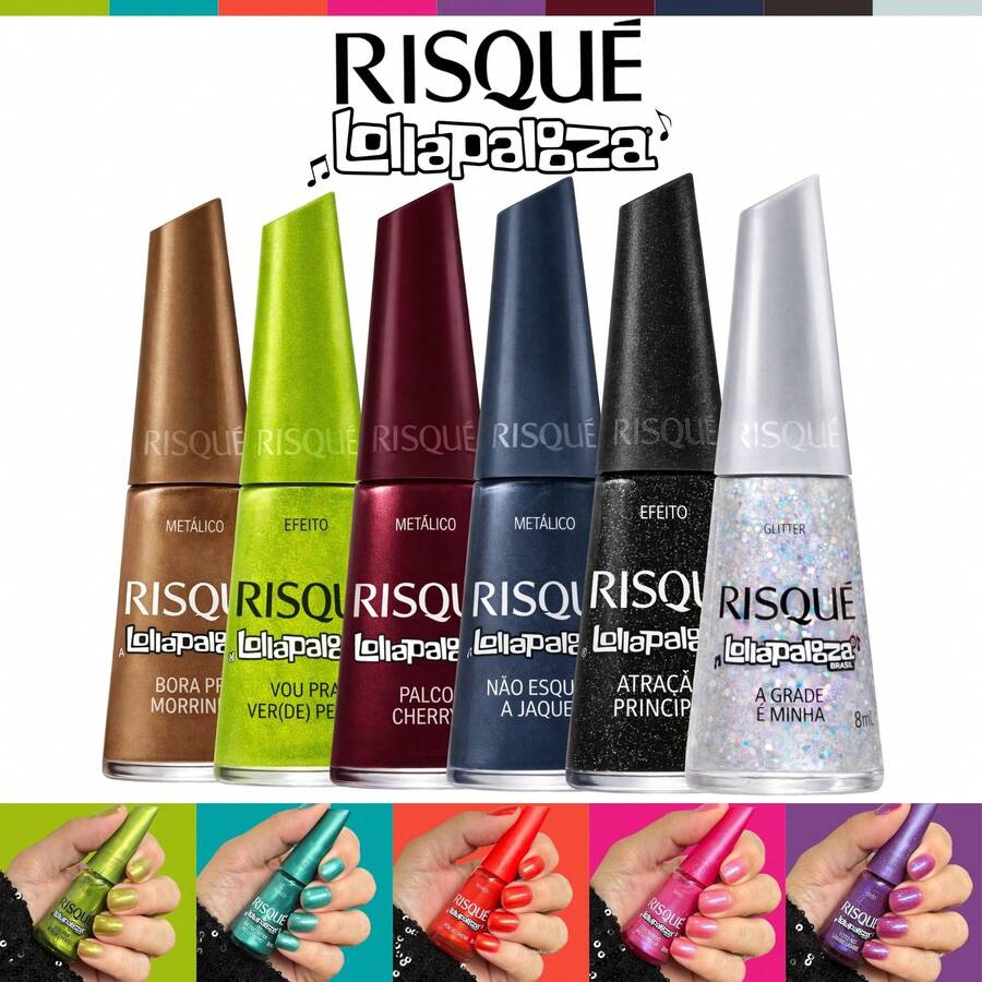Kit Of 10 Risqué Lollapalooza Nail Polishes, New Risqué Collection, Glitter Effect Nail Polish - 6 Color - View 1