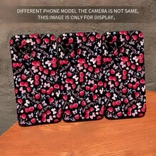 La funda para teléfono con espejo Cherry Blossom Delight presenta un divertido estampado de vibrantes cerezas rojas y encantadores lazos. Compatible con  17,  16 Pro Max,  15 Pro Max,  13 y  12. Fabricada en TPU resistente para una protección fiable contra golpes y caídas. Perfecta para regalar a amigos, familiares o a esa persona especial en cualquier ocasión, como cumpleaños, fiestas y detalles románticos. - Negro - Ver 4