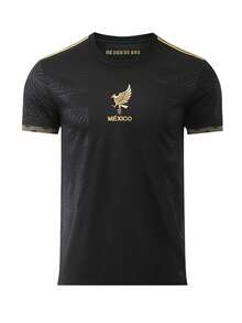 Fan Version 25-26 Mexico Gold Cup Black Short Sleeve Jersey Soccer For Men Rib Design New Club Football Jersey Outfit Colombia Jersey Benito Jersey Athletic Tops - 黑色 - 查看 1