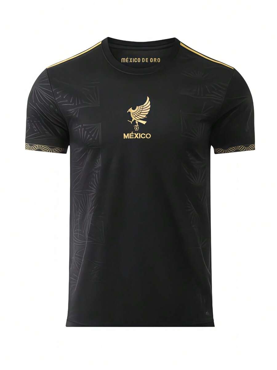 Fan Version 25-26 Mexico Gold Cup Black Short Sleeve Jersey Soccer For Men Rib Design New Club Football Jersey Outfit Colombia Jersey Benito Jersey Athletic Tops - 黑色 - 查看 1