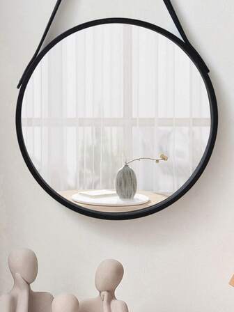 1 Adet Klasik Yuvarlak Şekilli Ahşap Çerçeveli Duvara Monte Makyaj Aynası, Yurt Banyosu İçin, Ev Dekorasyonu, Okula Dönüş, Oda Gereçleri