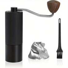 1 Set Coarse Stripe/Small Checkered Coffee Bean Grinder, Manual Coffee Grinder, Hand-Operated Coffee Mill - Multicolor - View 2