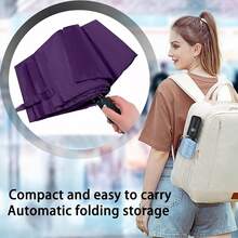Windproof Travel Compact Umbrella-Automatic Umbrellas For Rain-Compact Folding Umbrella, Travel Umbrella Compact, Small Portable Windproof Umbrellas For Men Women Teenage. (Purple),42Inch-1Pack,Purple - Purple - 查看 6