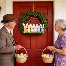 1个彩色复活节彩蛋挂件，兔子彩绘蛋装饰，复活节快乐家居派对装饰 - 彩色 - 查看 10