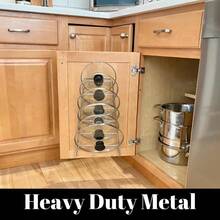 6-Tier Pot Lid Organizer For Cabinet Door Or Pantry Wall - Pots And Pans Lid Holder Rack - Glass Or Metal Pan Covers Cabinet Organizer Kitchen Storage - Chrome Finished - Bộ 1 - Xem 3