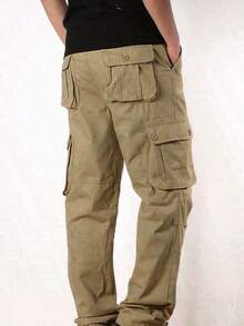 Pantalón de exterior informal y versátil Corte relajado, múltiples bolsillos - Amarillo claro - Ver 3