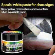 1.76 Oz White Shoe Dye Repair Kit, Includes Brush For Restoring Yellowed Shoe Sides; Color Restoring Cream To Cover Black Stains And Yellowing; Repairs Scuffed Synthetic Leather Toe Caps With Anti-Fading Properties. - White - View 2