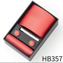 4件套蓝色/橙色/绿色/紫色正式领带礼盒装 - 包括领带、口袋巾、袖扣、领带夹，适合男士结婚纪念日、情人节、狂欢节礼物 - 混色 - 查看 5