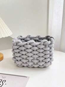 1 Hand-Woven Small-Capacity Cosmetic Storage Box, Suitable For Brushes, Skin Care And Cosmetics, Lipstick, Eyeshadow, Desktop Storage Box, Display Cabinet And Dressing Table Storage Box, Suitable For Holiday Beach, Bathroom Series, Bedroom Series, Large Capacity - Multicolor - View 7