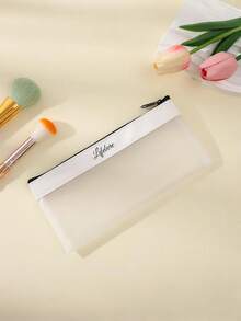 1pc Personalized Dual-Layer Pencil Case, Customized Large Capacity Pencil Box, Personalized Pencil Bag, Cute Pencil Pouch, Teacher's Day Gift, Teacher Gift, Simple Stationery Pencil Box, School Supplies, Back To School - Transparent Frosted Pencil Case - View 11