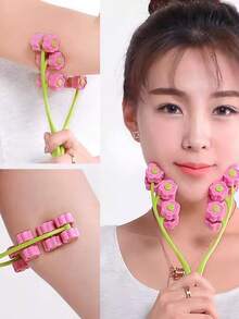 1 pieza Masajeador facial con forma de flor, firmeza natural - Rodillo de belleza, esculpe la línea en V, relaja la mente y el Body, sin batería, belleza, cuidado de la piel, spa, autocuidado, herramienta de cuidado de la piel, cuidado facial, suministros de esteticista, masaje, herramienta de masaje facial, rodillo facial - Multicolor - Ver 6