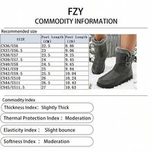 FZY Women's Thick-Soled, Warm Hiking Boots. Flat Boots With A Fleece Lining, Comfortable Ankle Boots Reaching Mid-Calf, Suitable For Winter Wear, Essential Shoes For Women's Winter Outfits, And A Top Choice For Valentine's Day Gifts-Women's Warm And Protective Hiking Boots - 灰色 - 查看 3