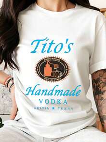 Titos Handmade Vodka Austin Texas T Shirt Unisex Cotton Casual Tee For Men Women Distilled Five Times Award Winning Spirit Drink Lovers Gift Wear - White - View 1