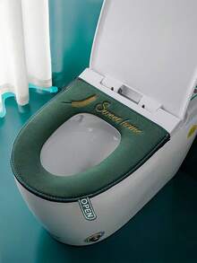 柔软保暖马桶座套，通用型马桶垫，带拉链翻盖把手，防水、可拆卸、可水洗，浴室装饰，秋冬季适用 - 彩色 - 查看 2