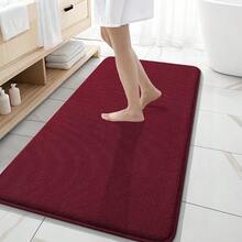 Thick Memory Foam Bath Mat Rug 47x20, Extra Soft Absorbent Bathroom Rug, Quick Dry Bath Mats, Non-Slip, Machine Washable Carpet For Bathroom, Tub And Shower, Home Decor Accessories, Burgundy - Burgundy - View 2