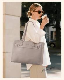 LOVEVOOK Laptop Tote Bag For Women Work, Teacher Tote Bag With Large Cup Holder, 156 Inch Waterproof Leather Computer Bag - ColorE - View 2
