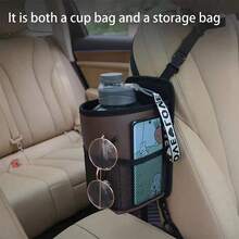 Stylish Faux Leather Car Seat Organizer With Water Bottle Holder, Glasses Holder, And Card Holder - Suitable For Most Car Models | Easy Access, Organized Storage | Ideal Gift For Car Enthusiasts - A - View 2