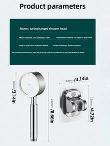 304 Stainless Steel Pressurized Shower Head/Handheld Shower Head/Bathroom Home Pressurized Shower Head Hose Set - Multicolor - View 2