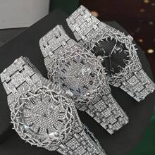 Reloj de moda con bisel de espinas y diamantes de imitación, reloj de cuarzo con movimiento de hip-hop, reloj de lujo para hombres - Unitalla - Ver 5