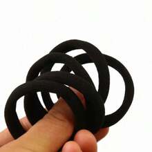 100pcs/200pcs Set Black & Colorful High Elastic Hair Ties, Simple Seamless Rubber Bands For Ponytail, Solid Color High Stretch Hair Ties For Women, Comfortable & Durable, Essential For Home & Travel,Back To School Supplies,School Tops,Home And Living New In,Gifts,Household Items,Bathroom Accessories,Back To School,Outdoor Supplies,Party Rwady. - 黑色 - 查看 7