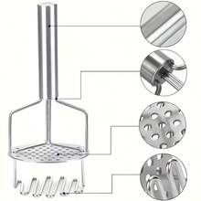1pc Stainless Steel Double Layer Masher, Professional Masher, Multi-Function Kitchen Masher, Kitchen Tool For Making Mashed Foods (Banana, Avocado, Pumpkin, Etc.), Potato Masher Accessory, Home Gathering Prep Tool - Multicolor - View 9